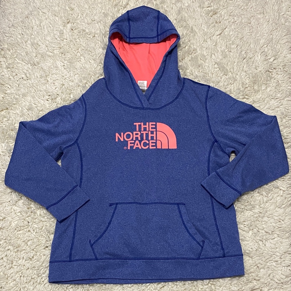 The North Face Women’s Hoodie in Purple with Pink Accents, size XL